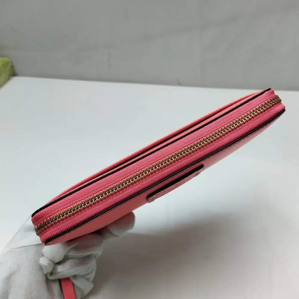 Kate Spade Pink Leather Zip Around Credit Card Wallet